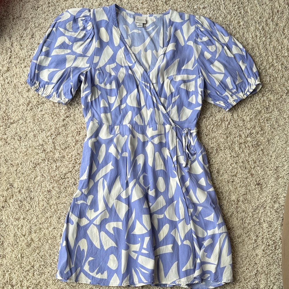 a new day Blue and Cream Wrap Midi Dress